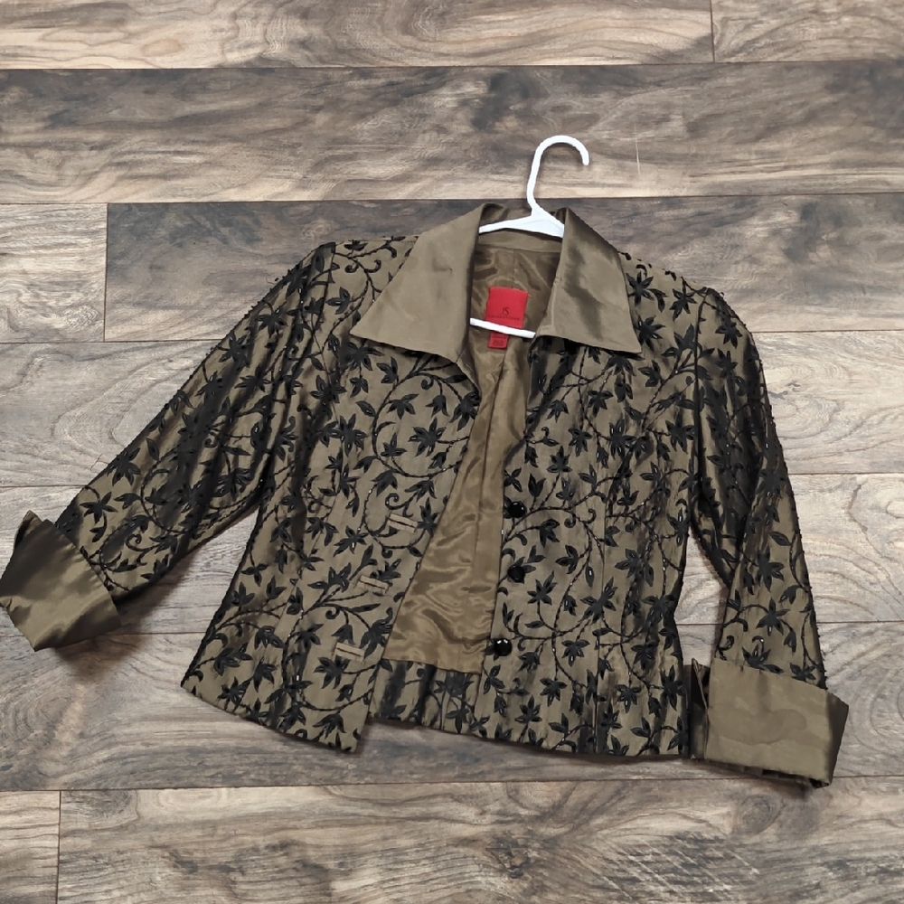 JS Collections Black and Brown Floral Blazer